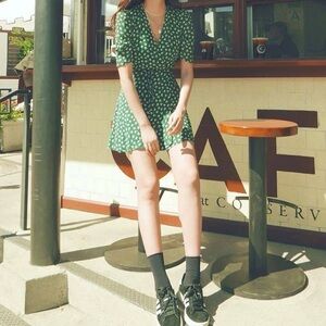 Cute Green Floral Dress Size S